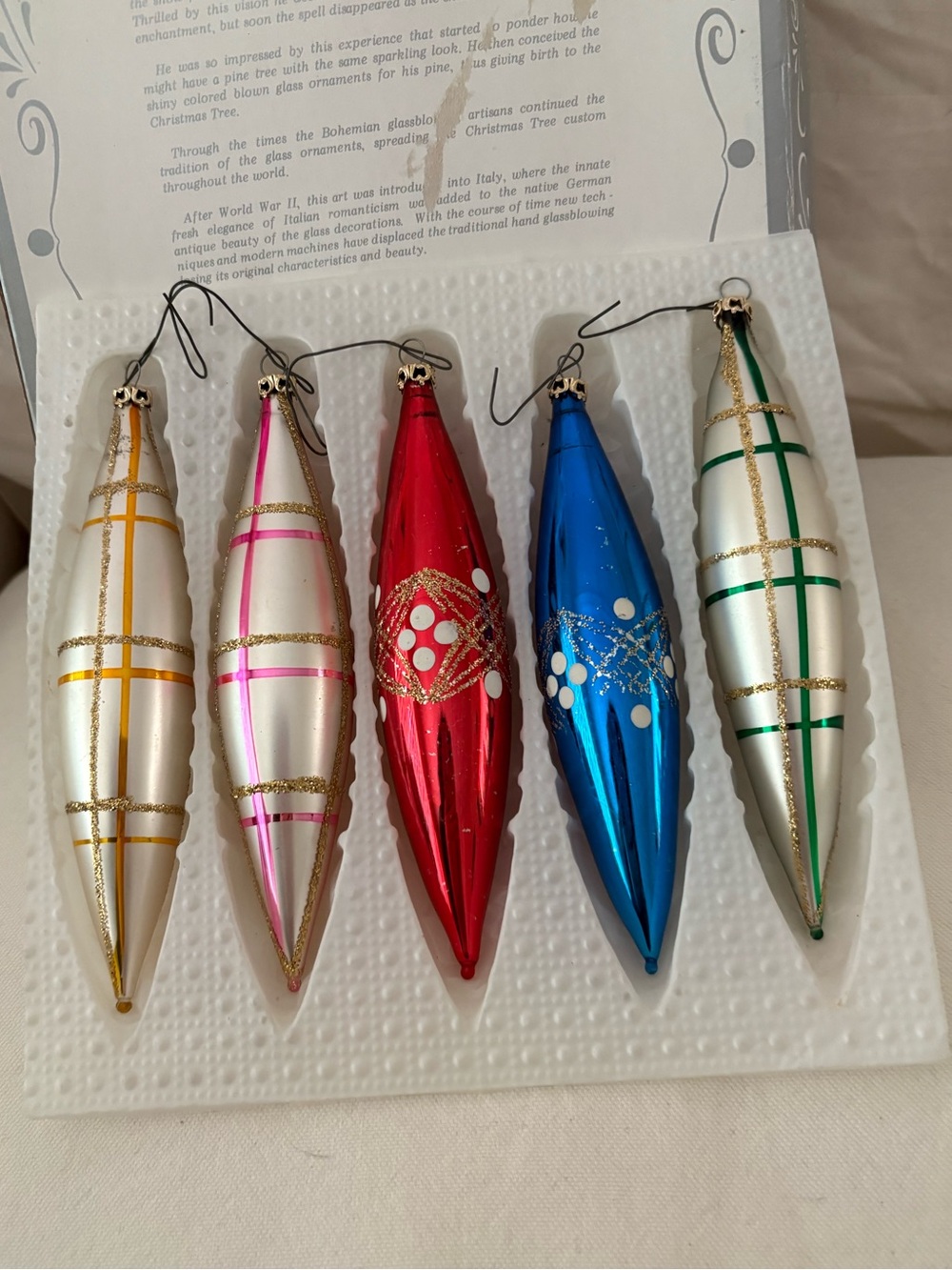 Vintage Kurt Adler Glass Holiday Drop Ornaments – Gold, Pink, Red, Blue, Green